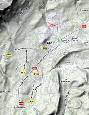 relief agglom&eacute;ration de Gap